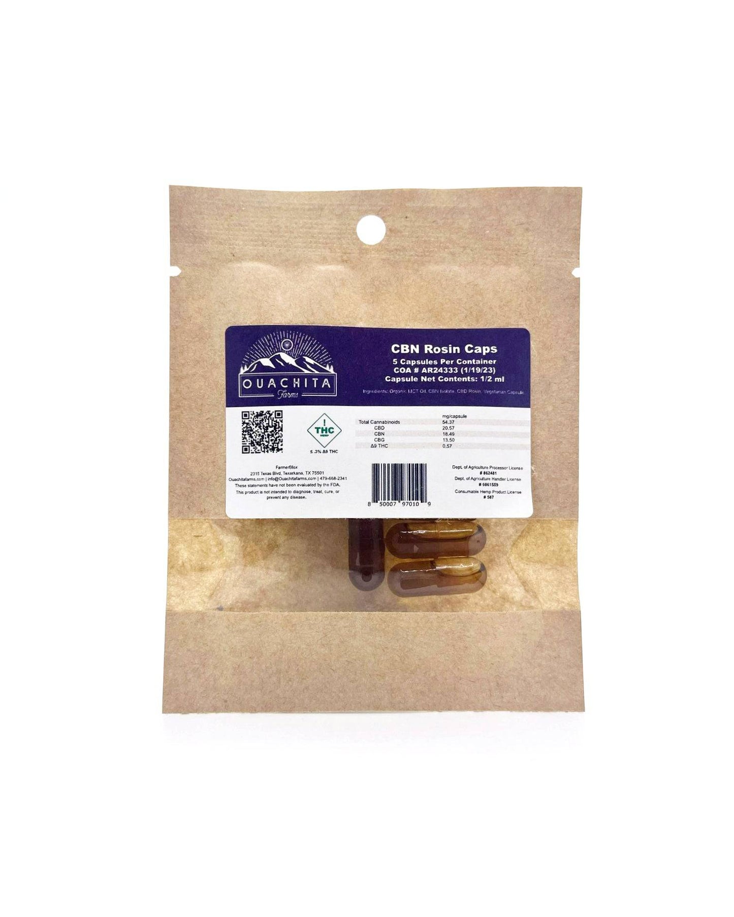 CBN Rosin Caps (Nighttime) - Ouachita Farms
