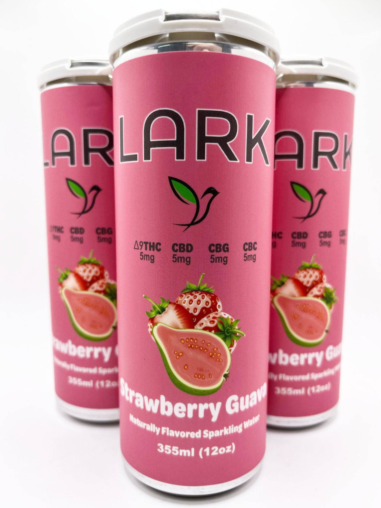 Lark 20mg Full Spectrum Seltzer Δ9THC|CBD|CBG|CBC Strawberry Guava - Ouachita Farms